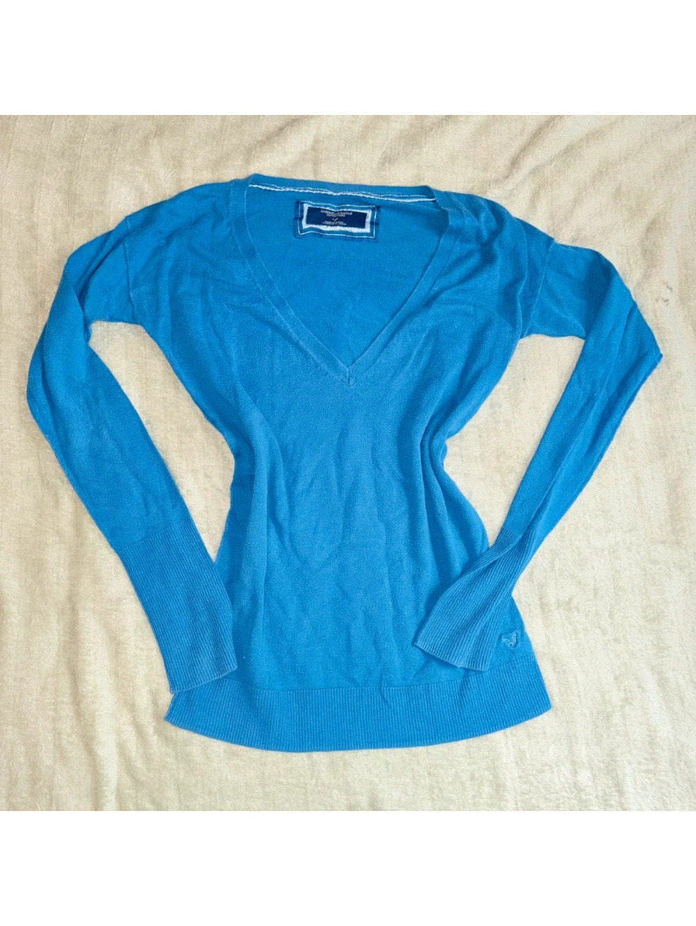 American Eagle Y2K 2000’s Preppy Blue Long Sleeve Fitted Sweater